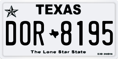 TX license plate DOR8195