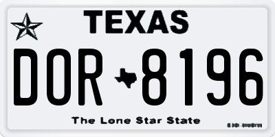 TX license plate DOR8196