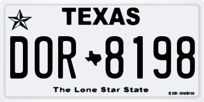 TX license plate DOR8198