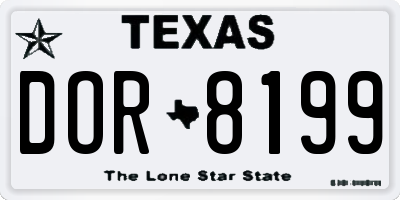 TX license plate DOR8199