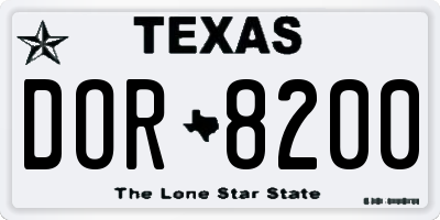 TX license plate DOR8200