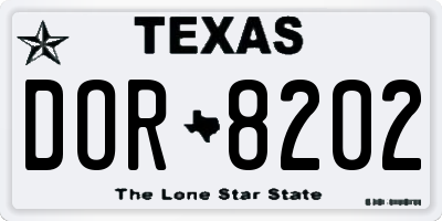 TX license plate DOR8202