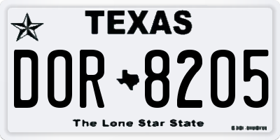 TX license plate DOR8205