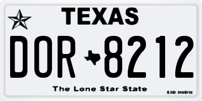 TX license plate DOR8212