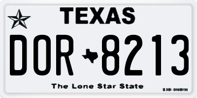TX license plate DOR8213
