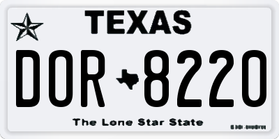TX license plate DOR8220