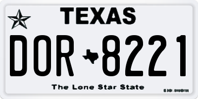 TX license plate DOR8221