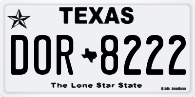 TX license plate DOR8222