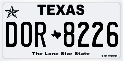TX license plate DOR8226