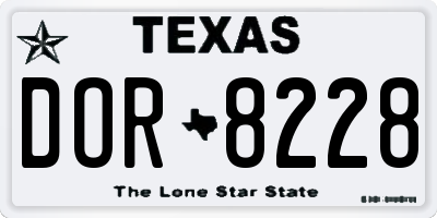 TX license plate DOR8228