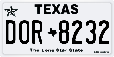 TX license plate DOR8232