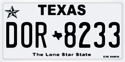TX license plate DOR8233