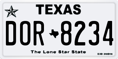 TX license plate DOR8234