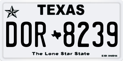 TX license plate DOR8239
