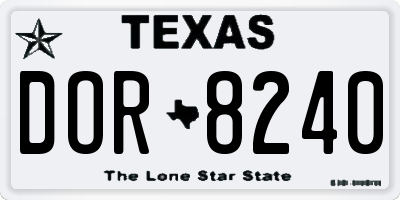 TX license plate DOR8240