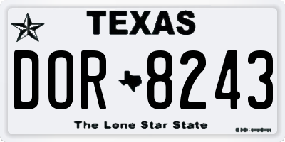 TX license plate DOR8243