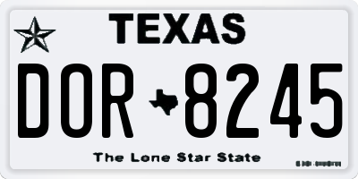 TX license plate DOR8245