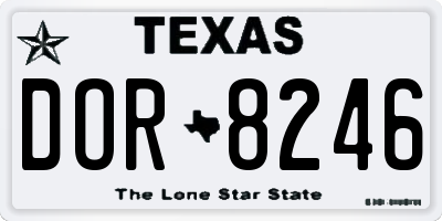 TX license plate DOR8246