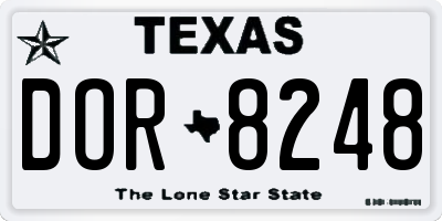 TX license plate DOR8248