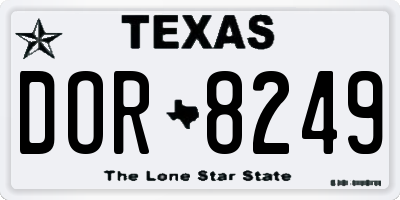 TX license plate DOR8249