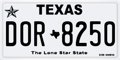 TX license plate DOR8250