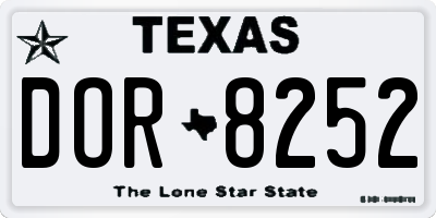 TX license plate DOR8252