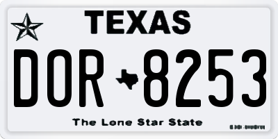 TX license plate DOR8253