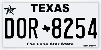 TX license plate DOR8254