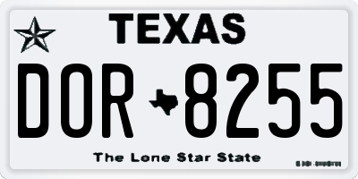 TX license plate DOR8255
