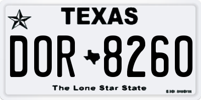 TX license plate DOR8260