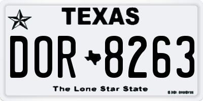TX license plate DOR8263