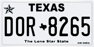 TX license plate DOR8265
