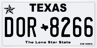 TX license plate DOR8266