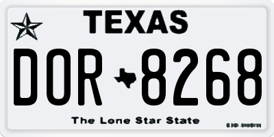 TX license plate DOR8268