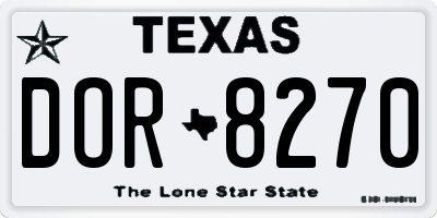 TX license plate DOR8270