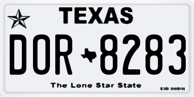 TX license plate DOR8283
