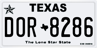 TX license plate DOR8286