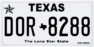 TX license plate DOR8288