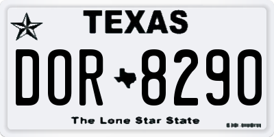 TX license plate DOR8290