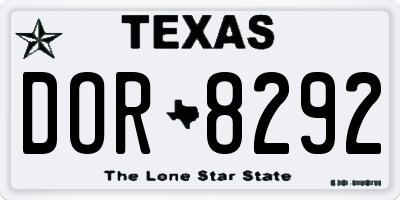 TX license plate DOR8292