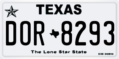 TX license plate DOR8293