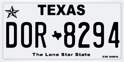 TX license plate DOR8294