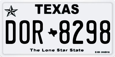 TX license plate DOR8298