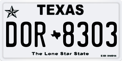 TX license plate DOR8303