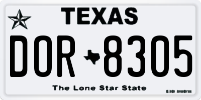 TX license plate DOR8305
