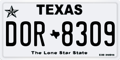 TX license plate DOR8309