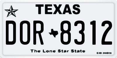 TX license plate DOR8312