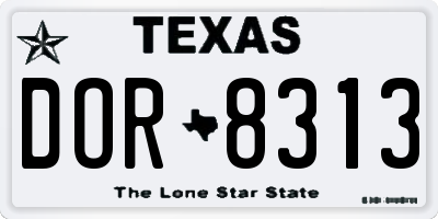 TX license plate DOR8313