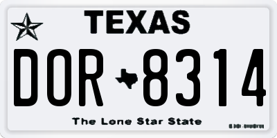 TX license plate DOR8314