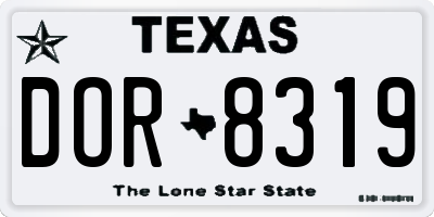 TX license plate DOR8319